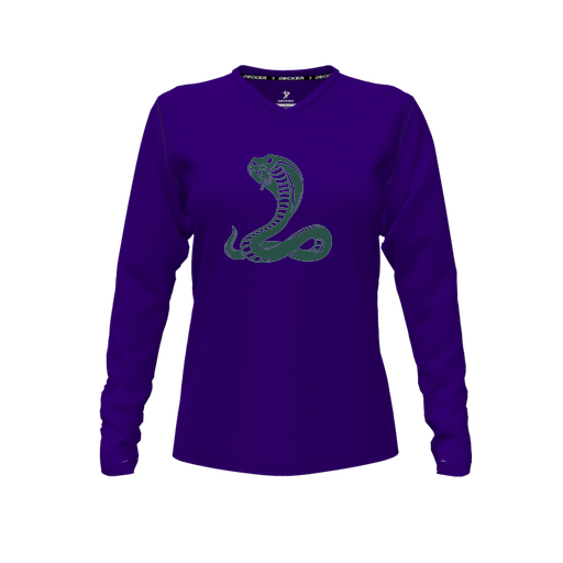 [FTLVCFPP-FYXS-LOGO3] Decker Comfort T-Shirt (Female Youth XS, Purple, V Neck, Logo 3, Long Sleeve)