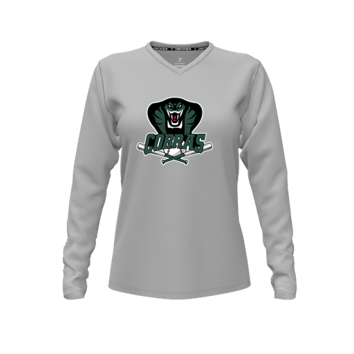 [FTLVPTGY-FYXS-LOGO2] Decker Performance T-Shirt (Female Youth XS, Gray, V Neck, Logo 2, Long Sleeve)