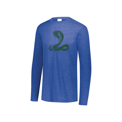 [FTLCUBRY-YS-LOGO3] Decker Youth Tri-Blend T-Shirt - Long Sleeve (Youth S, Royal, Logo 3)
